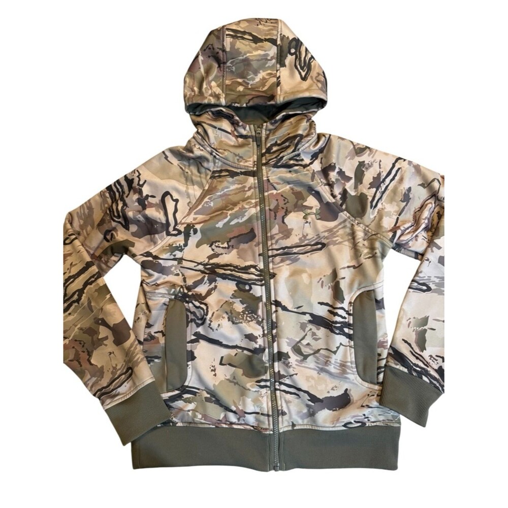 Under Armour Women's Camo Full-Zip Hoodie Jacket | Barren Camo/Tan Size Small - Picture 6 of 11